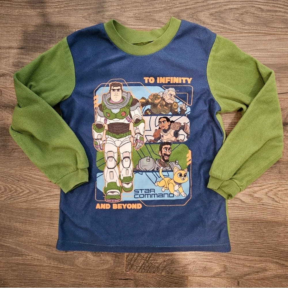 Kid's sz 6/7 S Disney Pixar Lightyear Buzz Star Command Fleece Pajama Set